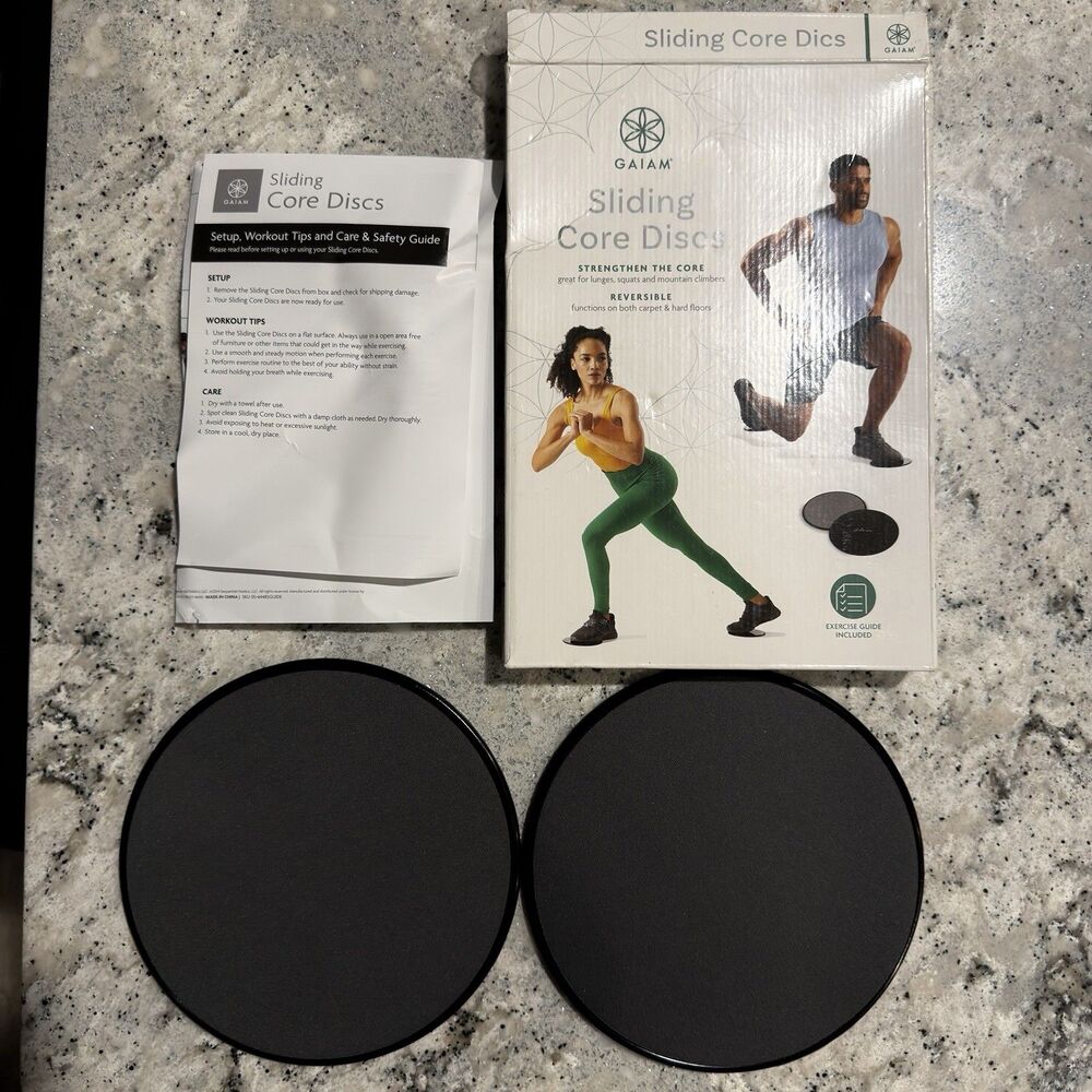 Gaiam Sliding Core Discs Engages & Strengthen Reversible For Carpet & Hard Floor